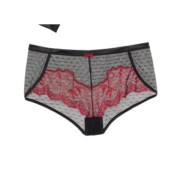 Adore Me Other - Adore Me Lark Mesh Shortie Panty Black and Red Size 3X NWT